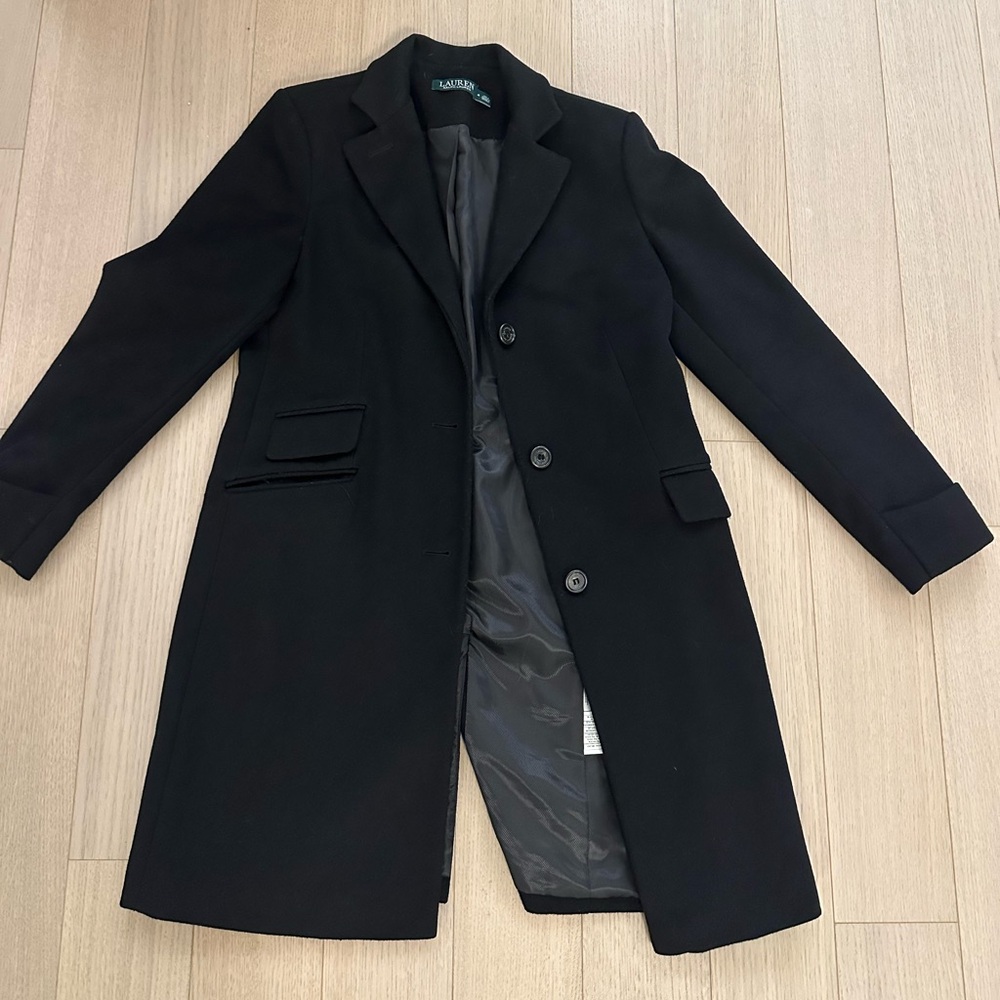 Ralph Lauren black buttoned up trench coat